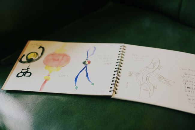 さぁ、名残惜しいですが、部屋を後にする時間がきました。<br /><br />宿帳に、子供たちが絵を描きました。<br /><br />下の子は鉛筆書きで、安平で買ってもらったブロックで作る鳥のおもちゃ。<br />お姉ちゃんは水彩画で、お土産に買った携帯ストラップ、街で見た提灯、そして老古石渡の吉福居の部屋にあるランプ。<br /><br />ほんと、いいお宿に泊まることができました。<br />台南の家のような。