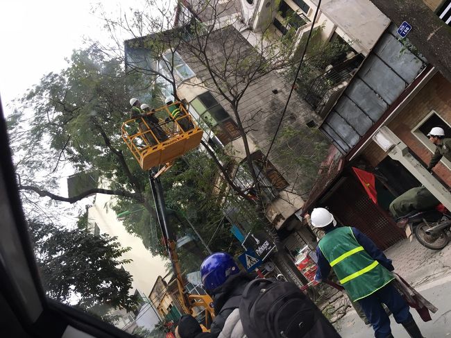 初めてのハノイなので、まずはホーチミン関連施設へ<br />木を切る工事をしていましたが、規制が雑すぎ
