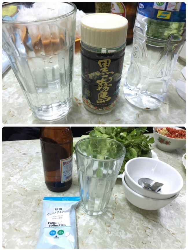 夫はビール<br />私は持ち込み焼酎<br />せっかく持ってきた除菌ティッシュを使ってみる