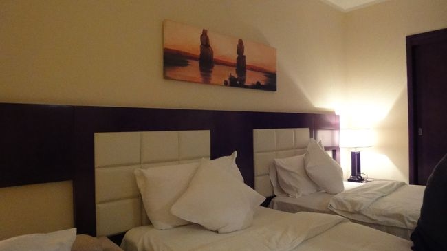 お部屋は広くはありませんでしたが、一泊なので十分でした。<br />ダブルの部屋が基本のようで、私たちは３人での参加のため１台は<br />エキストラベッドを使用。<br /><br />これは、日本のエキストラベッドのクオリティを望んではいけませんでしたが<br />エジプト旅行中の中ではマシな方だったと、後々思い知ることになります。