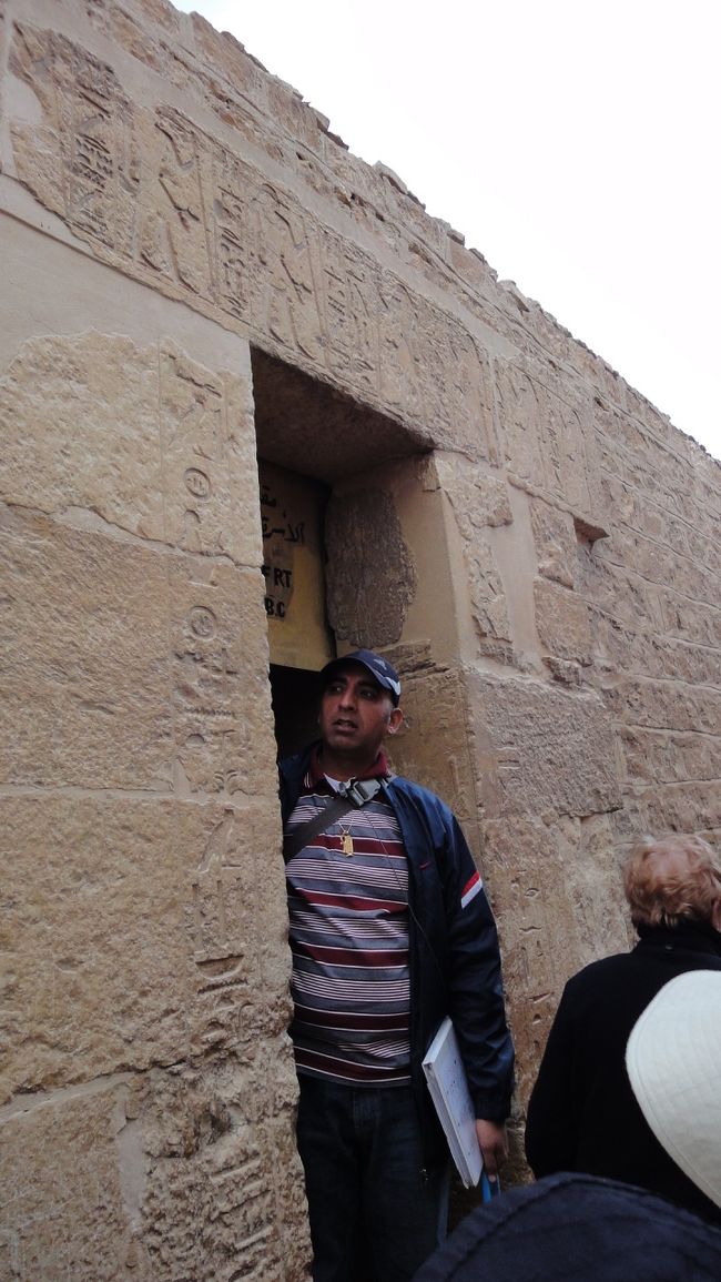 階段ピラミッドの周辺には、建築物もありました。<br /><br />この壁に描かれているのは、ピラミッド建設時の労働者募集についてとのこと。<br /><br />『１日中働いた者には、食料と飲み物、ビールを出す』と書いてあるそうです。<br />公共事業として労働者を雇っていたとも言われていると解説していました。<br /><br />労働後にビールももらえるなんて・・・