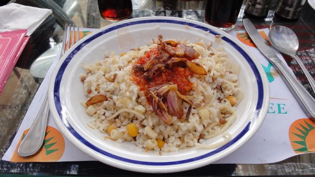 昼食はコシャリ。<br /><br />エジプト飯は、私は結構好きな味付けで飽きずに食べられました。<br />ただ、ひよこ豆はもともと苦手なので、それだけがちょっと・・・でした。<br /><br />各国行くと、必ずやっている世界のコーラを飲み尽くすという自己満も忘れずに毎日実施。<br />安定して、どこの国でも同じおいしさ。