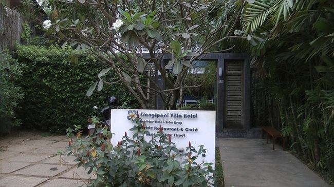  <br />Frangipani Villa Hotel<br /><br /><br />18：30　ホテル（Frangipani Villa Hotel）着。<br /><br />　ホテルにはツアー会社のガイドさんが来ていて、無事チェックイン終了。タクシー代7$もツアー会社が負担してくれラッキー。<br /> <br />