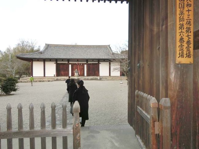 南門をくぐると正面に本堂があります。<br /><br />新薬師寺はこの本堂だけで　こじんまりとしてひっそりとしたお寺です。<br /><br />閉門ギリギリだったのでほとんど他の参拝者はいません。<br /><br />しかし奈良時代建立の本堂は国宝なのです。<br /><br />その本堂の本尊は奈良時代の薬師如来座像で、これまた国宝でもあります。<br /><br />堂内の写真撮影は禁止です。<br /><br />薬師如来座像は他のホームページでご確認ください。