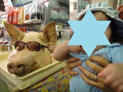 ブタさんと記念撮影　定番