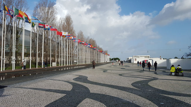 さて、荷物を置いて、ショッピングモールの先にあるテージョ川を目指します。その間の道は、この様にひろーく整備されていて、歩きやすいです。