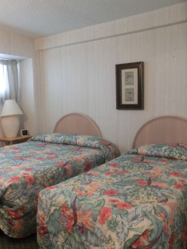 今回の宿泊先。<br />コンドミニアムです。<br />ダブルベットにシングルベットにソファーベットと言う、謎の組み合わせの部屋でした。<br />６泊するのと、２日おきのベットメイクだったので、２泊ずつ交代で使いました。