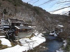 私が泊まるのは川の左手にみえる菊水館。大沢温泉、なんだか広くて楽しそう♪