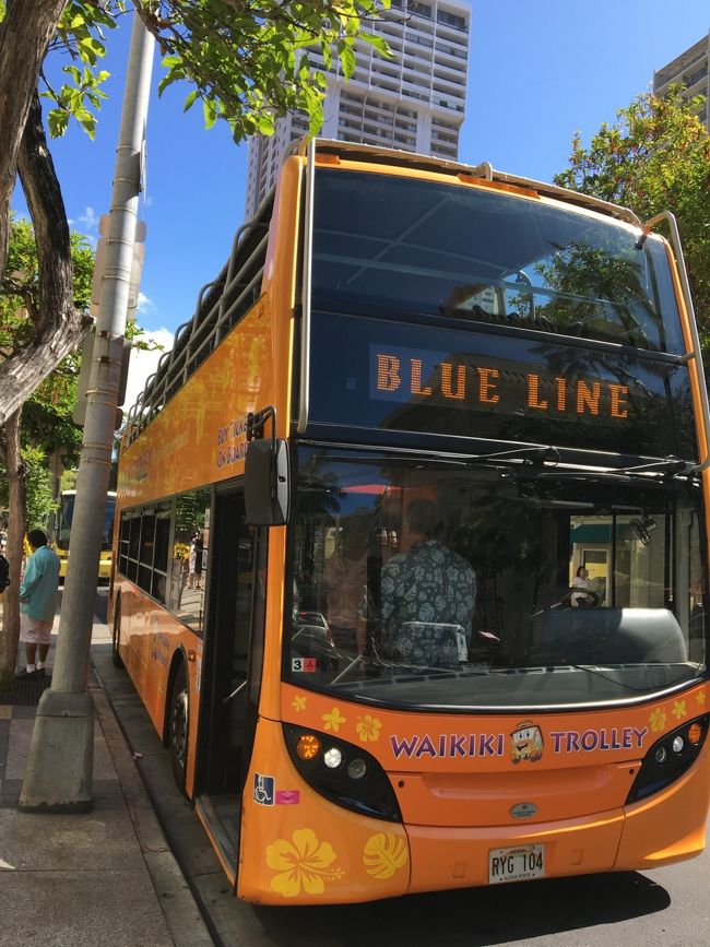 今日はワイキキトロリー・ブルーラインで東海岸沿いドライブへ行ってきまーす！