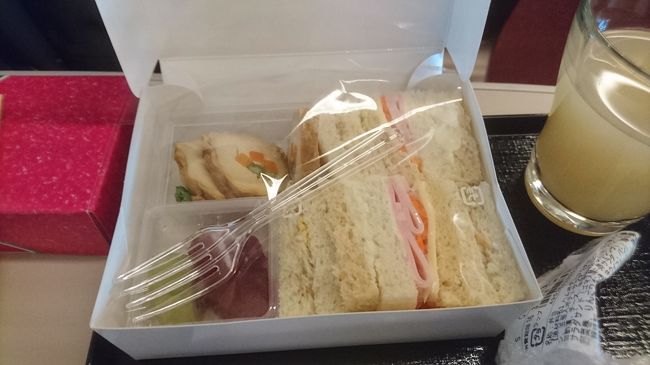 サンドイッチとフルーツが入っていました。