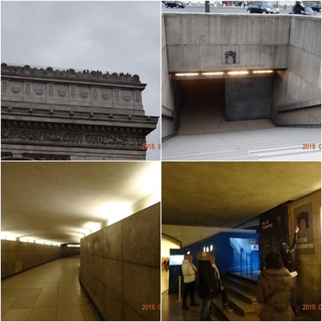 １５時３０分頃、MRT凱旋門の駅に着いて地上に出てきました。<br />凱旋門の上を見ると、人影が見えたので、やっと上れそうです。<br />再び、地下道を通って入場口へ急ぎました。