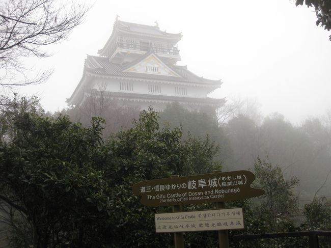 天守閣が見えました。<br />ここで写真撮るのが一番いいと思います。<br />天気関係なく。<br />残念ながら模擬天守なのでホントにこんなのだったか不明。<br />しかも江戸時代にすぐ廃城になっているし。