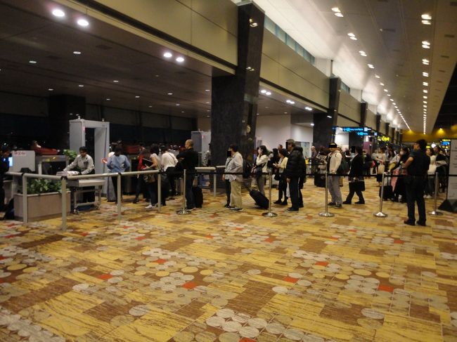 なんと！手荷物検査を行いました！<br /><br /><br />どなたか羽田で引っかかった方がいたのでしょうか？<br />それをチャンギ空港で確認しているのでしょうか<br /><br />いろいろと理由を考えていましたが、さっぱりです。<br /><br />別の搭乗ゲートでは行っていなかったので、搭乗客の中に気になる方がいらっしゃったのでしょう。