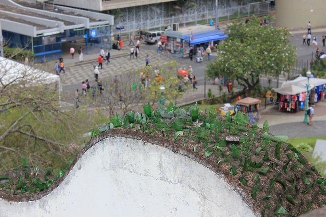 ガラス瓶がささってる