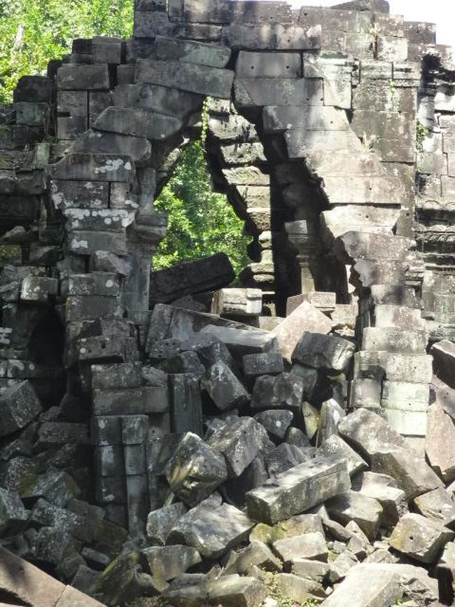 倒壊が激しい。でもこの中にどんどん進んでいくのは冒険みたいでワクワクした。<br />きっとアンコールワットも発見された時はこういう状態だったんだろうな〜