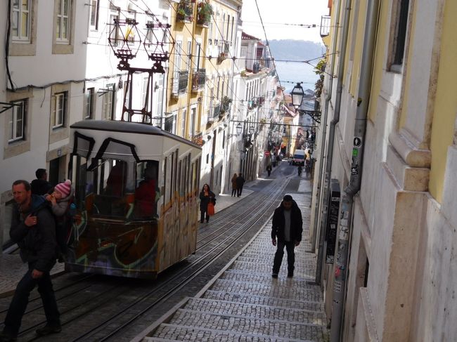 ビッカのケーブルカー。<br />これに乗って上まで上がり、２８番の市電を待ちましたが反対方向も含めて一向に来る気配がありません。結局アルファマ地区まで歩くことに。