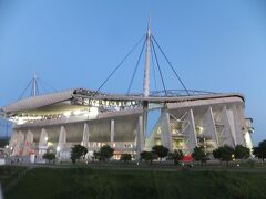 豊田スタジアムに到着しました。試合開始前にギリギリに到着しました。