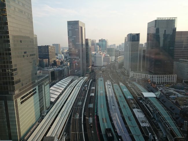 線路の上に建っているようなホテル。お台場方面、レインボーブリッジが見えます