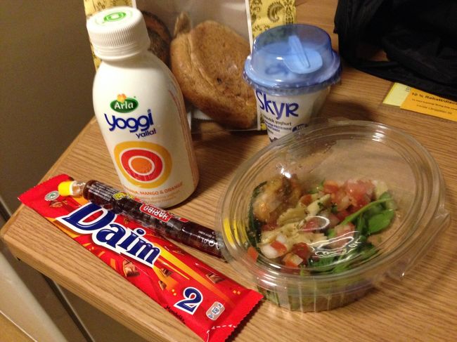 スーパーで買った質素な食事。<br />ご飯を食べたら、明日のために寝ます！