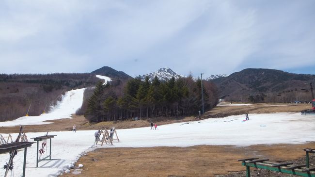 気温20度近いので人工雪がシャーベット状です。<br />12月とか3月の富山の雪を思い出す。