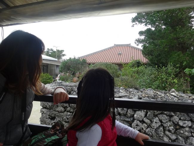 白いシーサーが石垣の上に