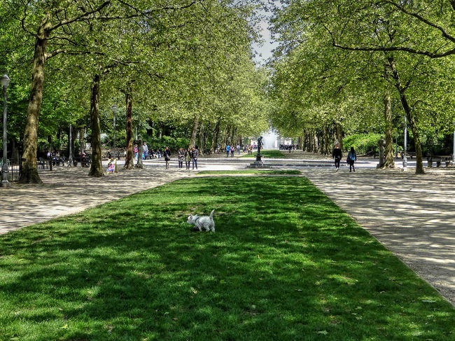 王宮前から、少し肌寒いけど気持ちの良い緑に包まれた広大なブリュッセル公園を抜けていきます。