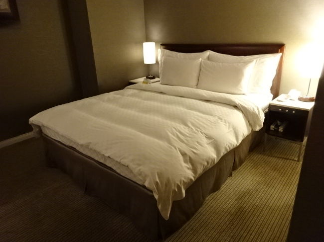 ソファーの向い側がベットです。このホテルのスイートはツインではない模様。