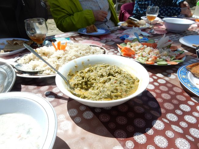 こちらはほうれん草のカレー。<br />辛さも抑えてあって、そば粉のクレープに乗せて食べるとほうれん草の甘みとクレープの苦さがちょうどいい感じでアウフヘーベンされていきます。