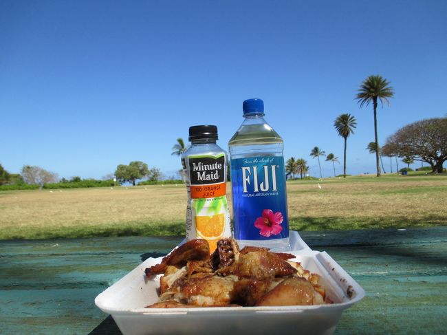 ハレイワ　アリイビーチパークで、いただきまーーす。