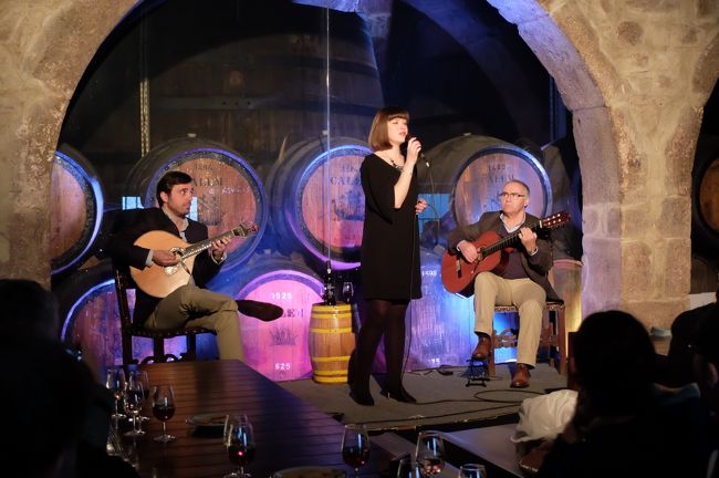 ステージ開始<br />歌い手なかなか美人、哀調のあるファド心に染み入る♪<br />ワイン蔵というシチュエーションが旅情を醸し出すのだなぁ。