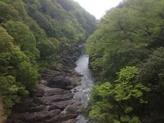 大間々駅近くの高津戸峡にかかる撥滝橋(はねたきはし)より。秋は紅葉が綺麗そうな絶景なのですが、吸い込まれそうな怖さもあります。
