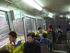 高尾山ケーブルカー車内の様子