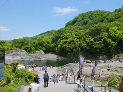 荒川の河岸に到着。正面にあるのが川下りの舟乗り場。