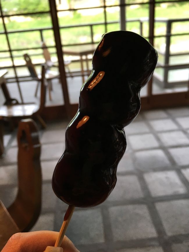 たまに買うお団子屋さん！<br /><br />いつもは、みたらし団子なんですが、何を血迷ったのか、黒蜜を選択(｡-_-｡)<br /><br />おかげでこの様な状況です(~_~;) 黒光りの真っ黒(°_°) 団子に蜜がへばり付いています(~_~;)