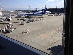 成田空港から出発。飛行機は全日空じゃなくてユナイテッドで行きます。