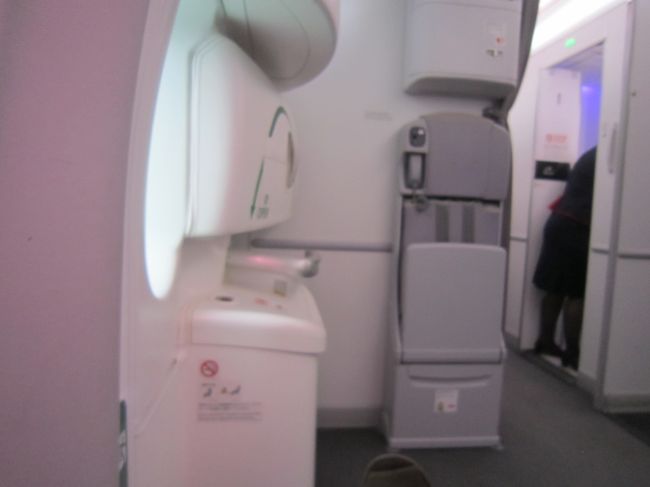 運よく非常口座席をＧＥＴできたので（窓側ですが）、前は広々しています。<br />非常にラッキーです。帰りは窓際でしたので、トイレの度に声をかけて出なければならず、大変でした。