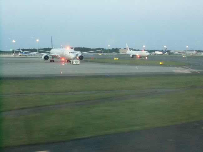 18時代の飛行機は渋滞で出発がいつも遅れるのに、この日はほぼ定刻の18時15分過ぎに出発。