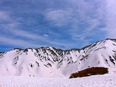 空には薄く雲はあるものの、申し分のないほどの雪山歩き日和。

時刻は10時近くになり、室堂平の雪景色や雪の回廊（雪の大谷）歩きを目的にした軽装の観光客の方たちの数もぐっと増えていた。
