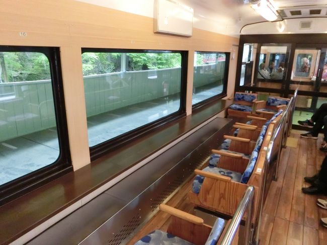 「天空」の車内はこのように窓を向いた２列配置になっておりますので、景色を楽しむことができます。