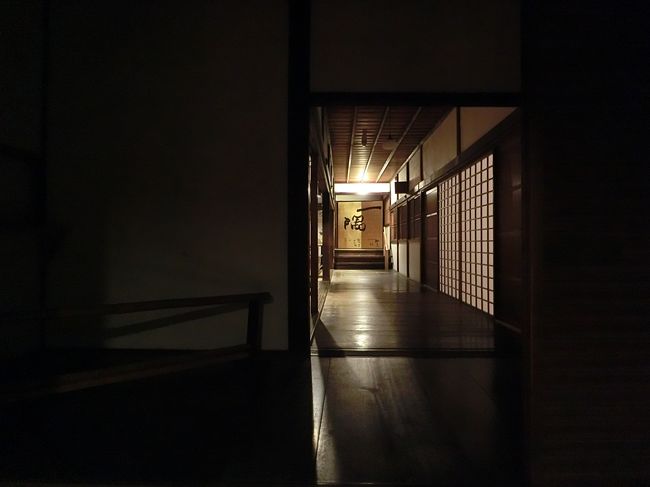 この通路を歩いていきます。<br />夜のお寺というのは慣れていないので緊張します。