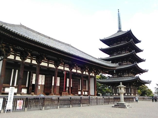 ホテルにチェックインして、近くの東向商店街でタコ焼(関西だから安易に)をつまみ<br />“興福寺”へ。　いきなり渋いぜ奈良！