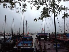 やっと着いたハロン湾は……濃霧でした泣き顔 
ハロン湾はそびえ立つ奇岩が有名な名所なのですが、 
↓真っ白です。本当は写真の奥に奇岩があるはず！ 