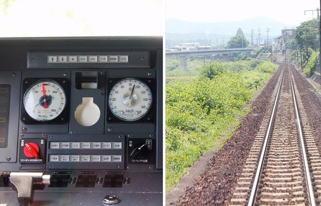 もう直ぐ、美濃太田です。<br />列車の最後部です。<br />スピードメーターの針は90キロを差しています。<br />右は線路。<br />ＰＣ枕木の線路で、ロングレールとなっています。<br />