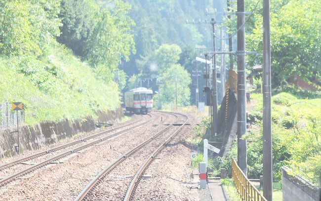 普通列車同士が、飛水峡信号場で交換です。<br /><br />高山線は単線で、このような信号所が3箇所ほど有ります。