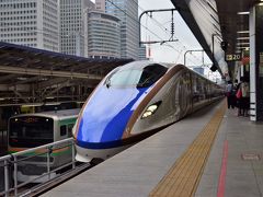 まずは高崎駅まで新幹線。

Ｅ７系の《あさま６０５号》に乗車します。

月曜日朝の下りとあってか、自由席はガラガラ。
大宮までは１割程度の乗車率でした。（大宮で少し増えて４割くらい）