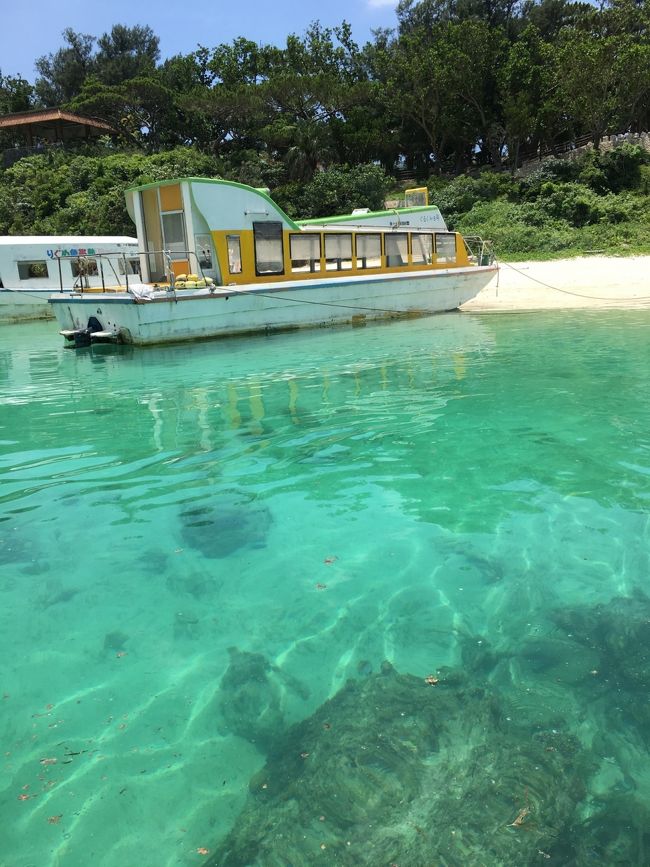 グラスボートにて川平湾を散策<br />母は船酔いするので、お留守番。<br />日陰で蟻さんや蚊さんと闘っていたそうです。<br />パイナップルジュースを飲んでいたらそこに蚊が寄ってきたらしい。笑