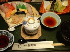 お昼に着くジェットフォイルに乗ってきた両親と合流
昼食は「金兵衛」でお寿司