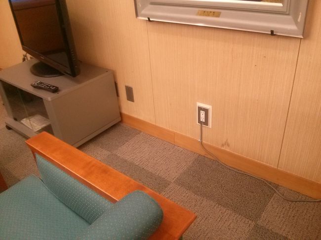 テレビとコンセントありました。スマホやデジカメなど、充電することもできますね！<br /><br />私たち以外１組いたくらいで結構ガラガラでした。我が家の５歳３歳のちびっこはテレビでちょうどやっていたスポンジボブをみてました(^O^)