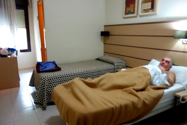 今宵のホテル、ホテル・ロイヤルへチェックイン！1泊ツインで40.5ユーロと格安。<br />ここを選んだ理由は安いだけではなく、翌日の日帰りトリップの間、<br />荷物を預かってもらうにはバスターミナルと旧市街とのちょうどいい具合の場所だったため。<br /><br />お部屋の写真を撮る前に、相棒はお疲れの様子で速攻ベッドへ潜り込む。