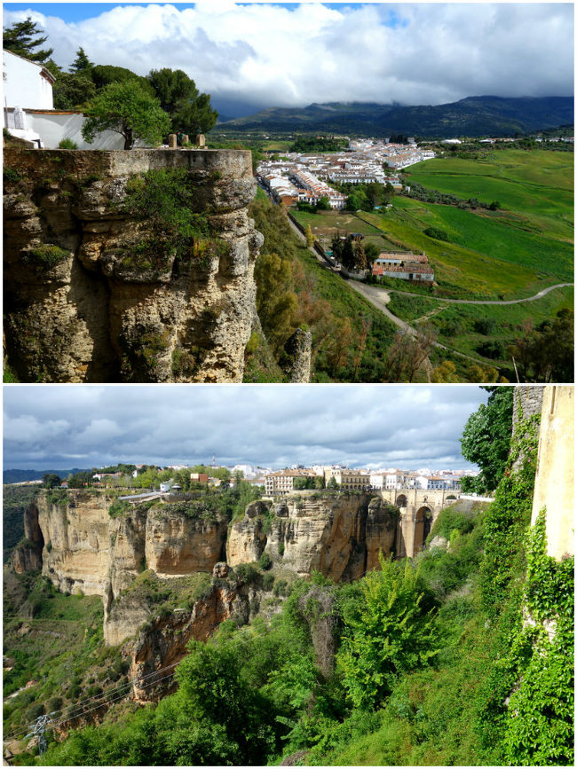 カフェにはミラドールを兼ねたお庭があり、そこからの景色。<br />眼下にはまた別の白い街があり、反対側はロンダの新市街を見渡せます。